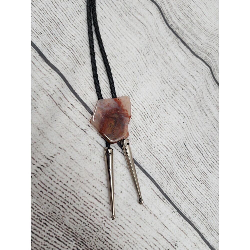 Bolo Stone Western Cowboy Tie Black Silver